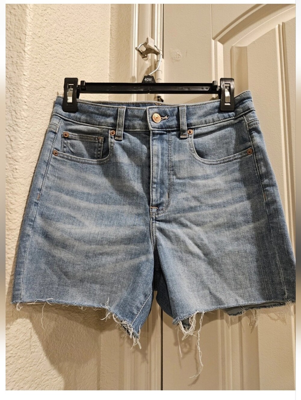 American Eagle High Rise Light Blue Denim Shorts, 8